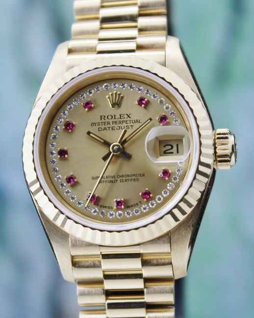 (image for) A ROLEX LADY SIZE 18K YELLOW GOLD OYSTER PERPETUAL DATEJUST - 69178
